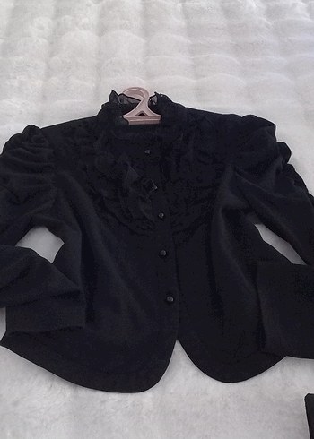 Siyah Fırfırlı Gotik Kadın Ceket m/l uyumlu victorian model - Görsel 9