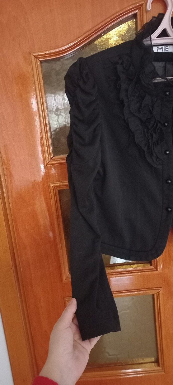 Siyah Fırfırlı Gotik Kadın Ceket m/l uyumlu victorian model - Görsel 5