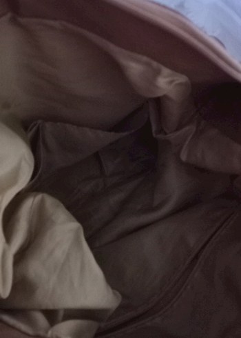 camel renk Deri Tokalı Kadın Çanta vintage - Görsel 8