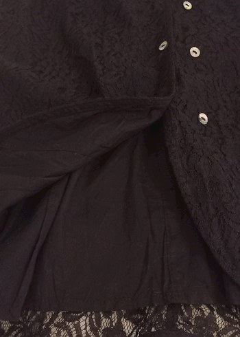 Düğmeli Siyah Midi Kadın Elbise komple dantel - Görsel 8