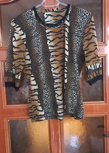 Leopar Desenli  nostaljik bluz m beden - Görsel 5