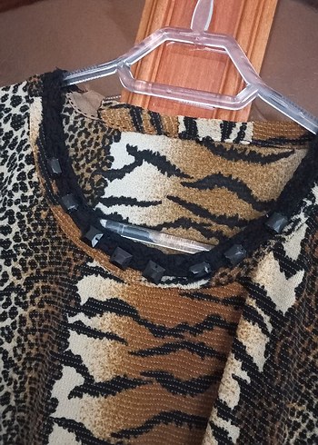 Leopar Desenli  nostaljik bluz m beden - Görsel 4