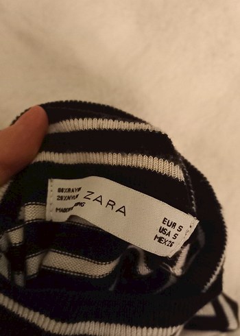 Çizgili Uzun Kollu Siyah Elbise - Görsel 5