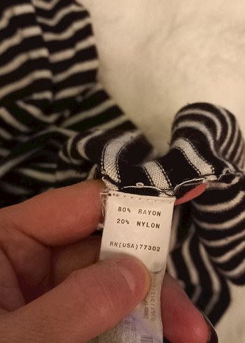 Çizgili Uzun Kollu Siyah Elbise - Görsel 4