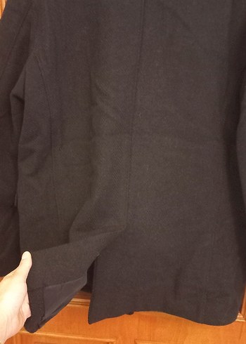 Düğmeli Siyah Erkek yünlü kaşe kaban l/xl uyumlu - Görsel 6