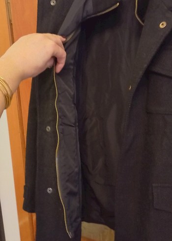 Düğmeli Siyah Erkek yünlü kaşe kaban l/xl uyumlu - Görsel 5