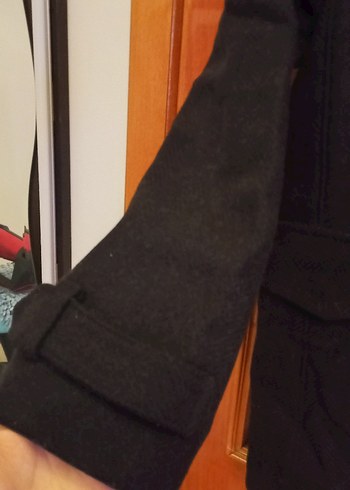 Düğmeli Siyah Erkek yünlü kaşe kaban l/xl uyumlu - Görsel 8