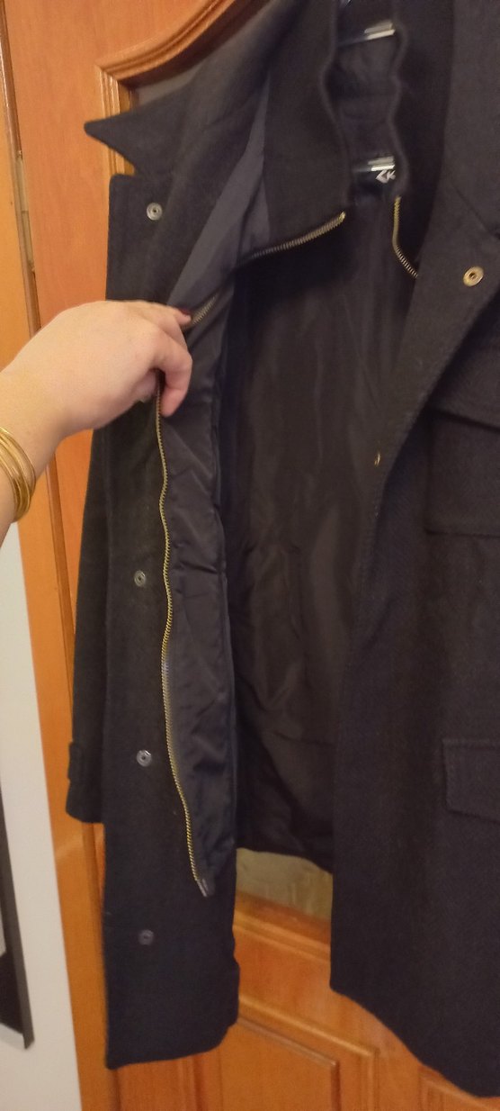 Düğmeli Siyah Erkek yünlü kaşe kaban l/xl uyumlu - Görsel 5