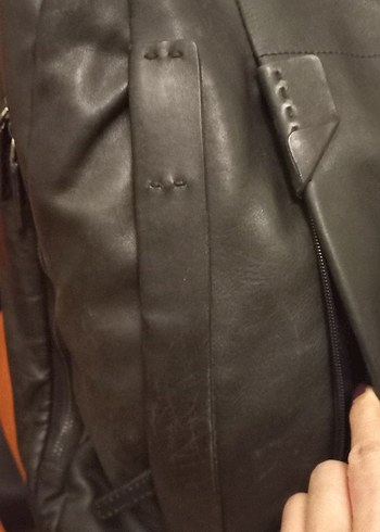 Siyah Deri unisex hotiç Sırt Çantası - Görsel 4