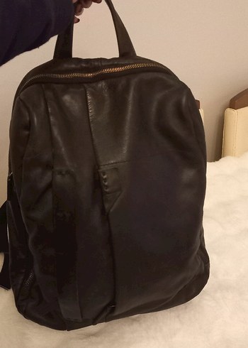 Siyah Deri unisex hotiç Sırt Çantası - Görsel 5