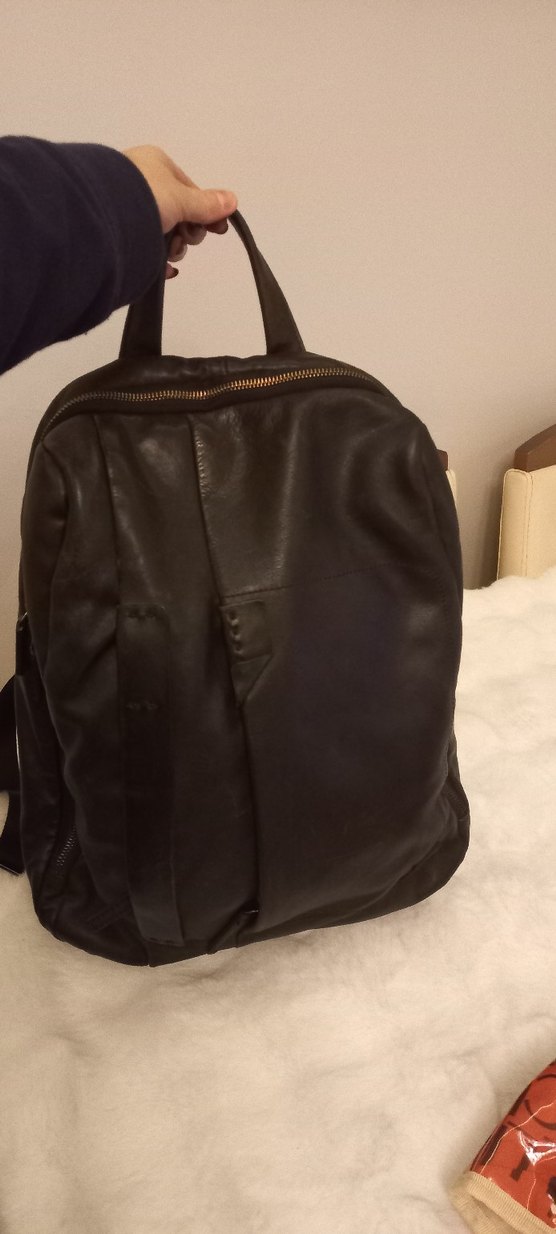 Siyah Deri unisex hotiç Sırt Çantası - Görsel 5