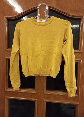 Pull&bear s beden hardal renk crop kazak