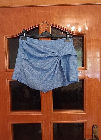 Stradivarius Stradivarius s beden indigo mavi şort etek
