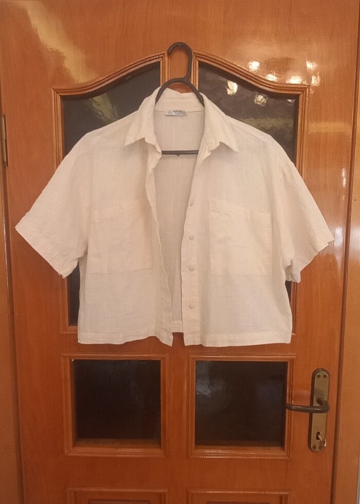 Qustyle m/l uyumlu krem bej crop gömlek  - Görsel 3