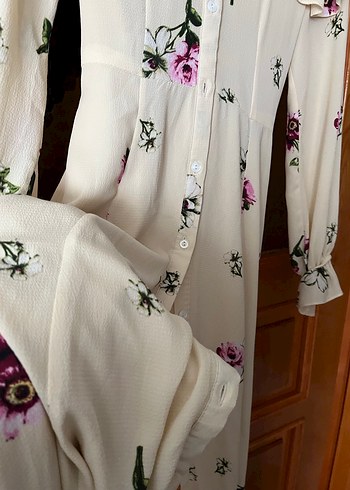 Bej Çiçekli Uzun Bohem Elbise - Görsel 4