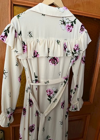 Bej Çiçekli Uzun Bohem Elbise - Görsel 6