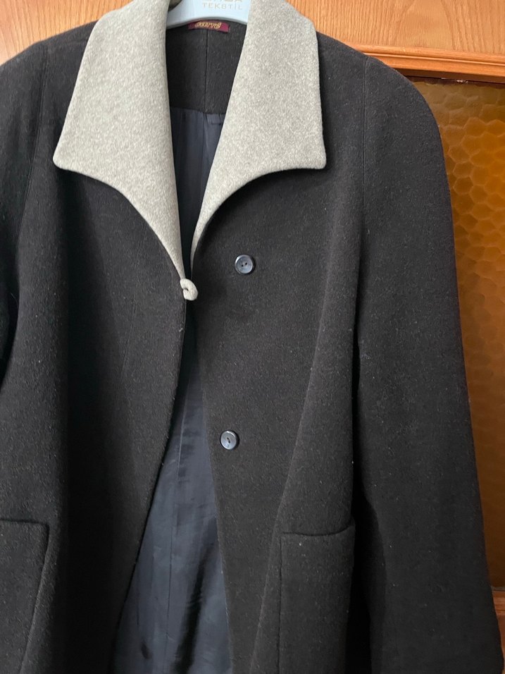 Düğmeli Midi Boy Kahverengi Ofis Kabanı - Görsel 2