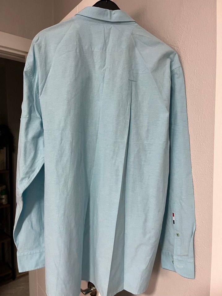 Mavi Uzun Kollu Keten Gömlek - Görsel 2