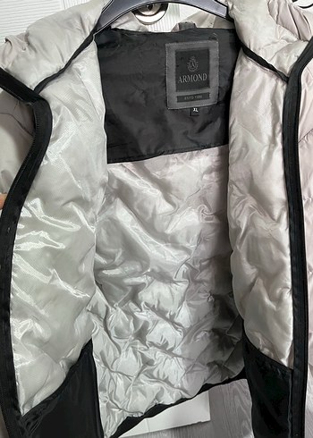 Gri Beyaz Kapüşonlu erkekMont - Görsel 5