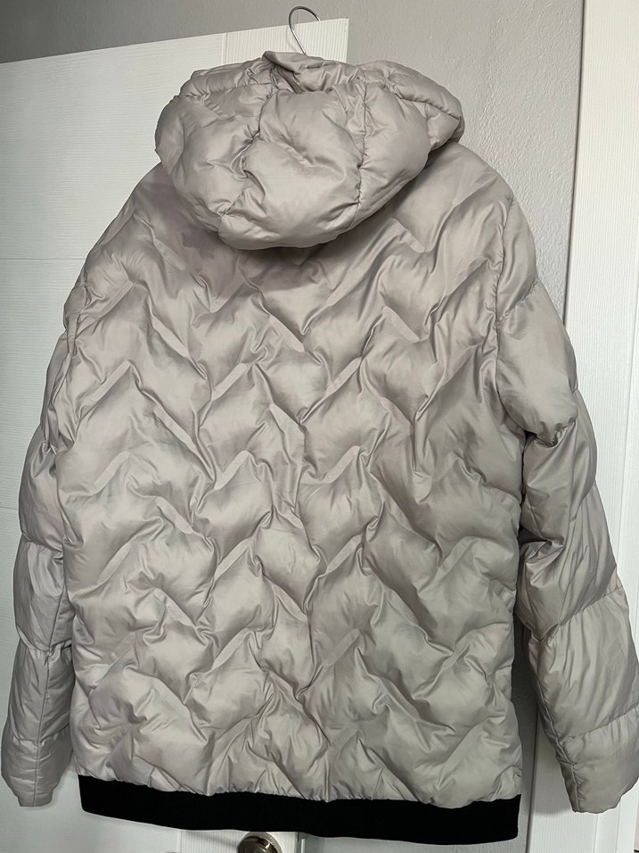 Gri Beyaz Kapüşonlu erkekMont - Görsel 2