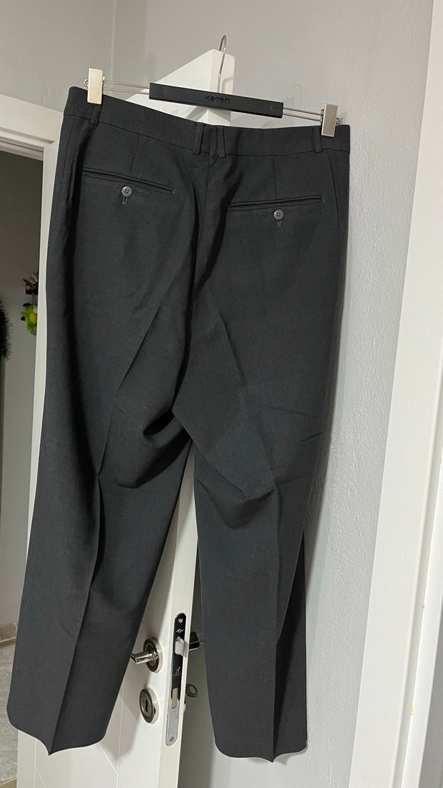 Düz gri Pilili Erkek Ofis Pantolonu - Görsel 3