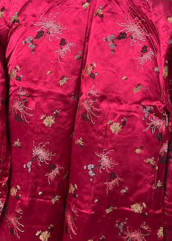 Bordo Nakışlı Uzun Kadın abaya - Görsel 5