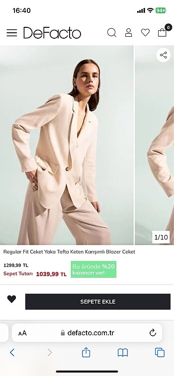 xs Beden ten rengi Renk Regular Fit Keten Blazer Ceket