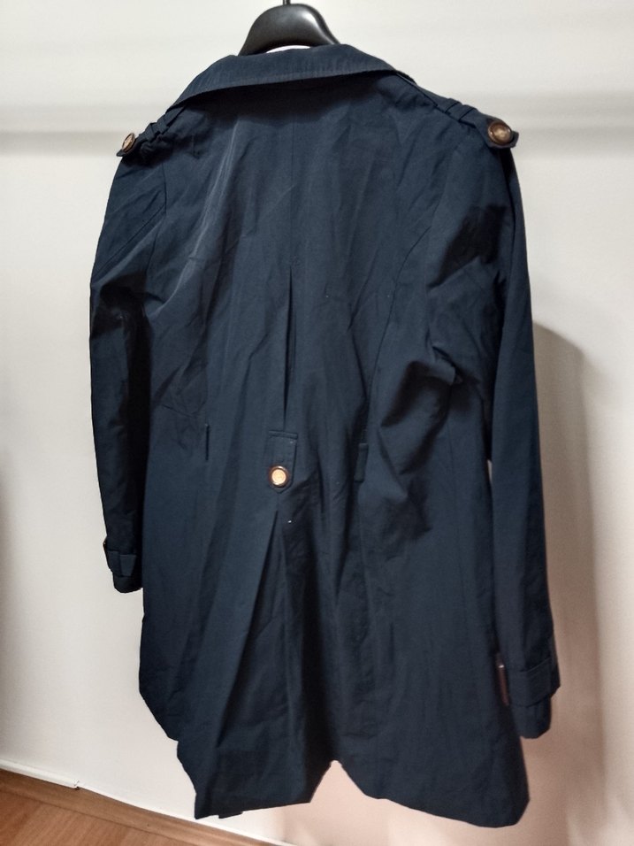 ZARA Düğmeli Lacivert Midi Çocuk Trençkot - Görsel 3