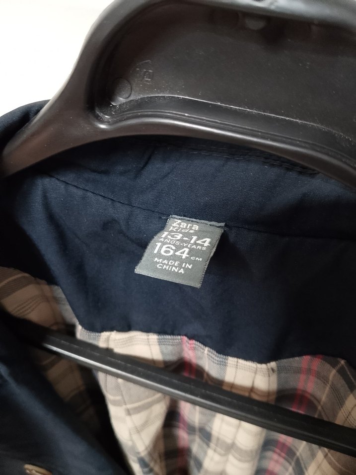 ZARA Düğmeli Lacivert Midi Çocuk Trençkot - Görsel 4