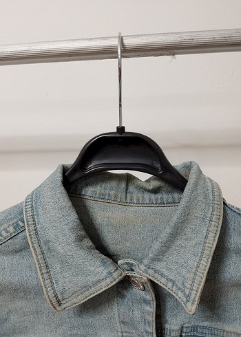 m Beden Düğmeli Kadın Mavi Denim Ceket
