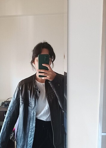 m Beden Oversize Deri Ceket(Gerçek Deri)