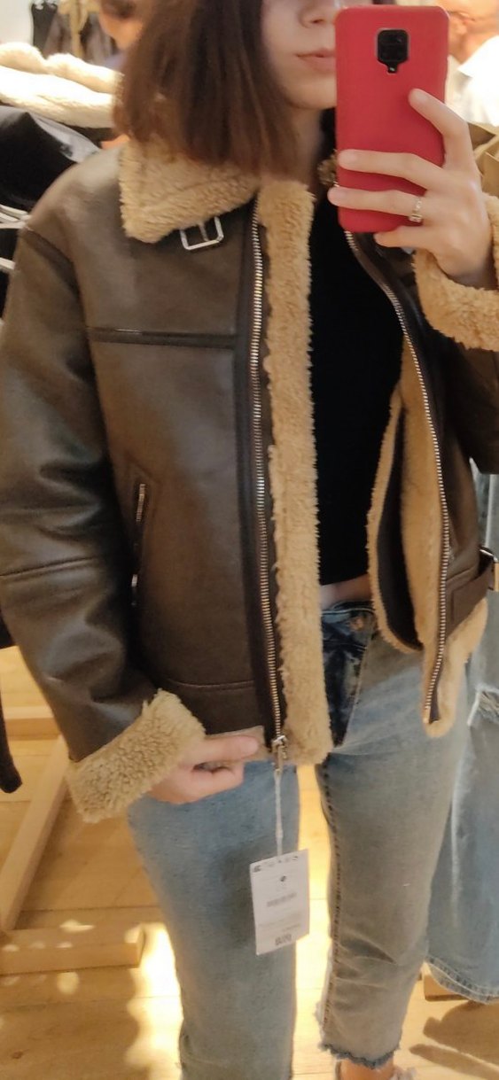 Kürklü Kahverengi Deri Biker Ceket - Görsel 2