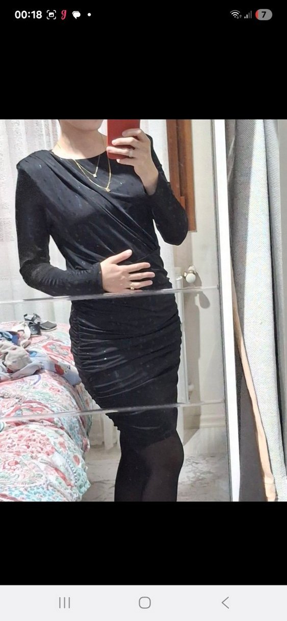 Siyah Drapeli Mini Abiye Elbise - Görsel 2