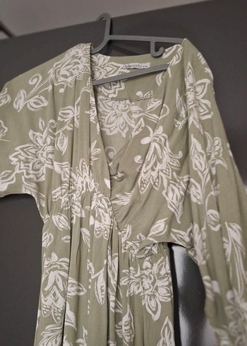 Yeşil V Yaka Bohem Uzun Elbise - Görsel 4