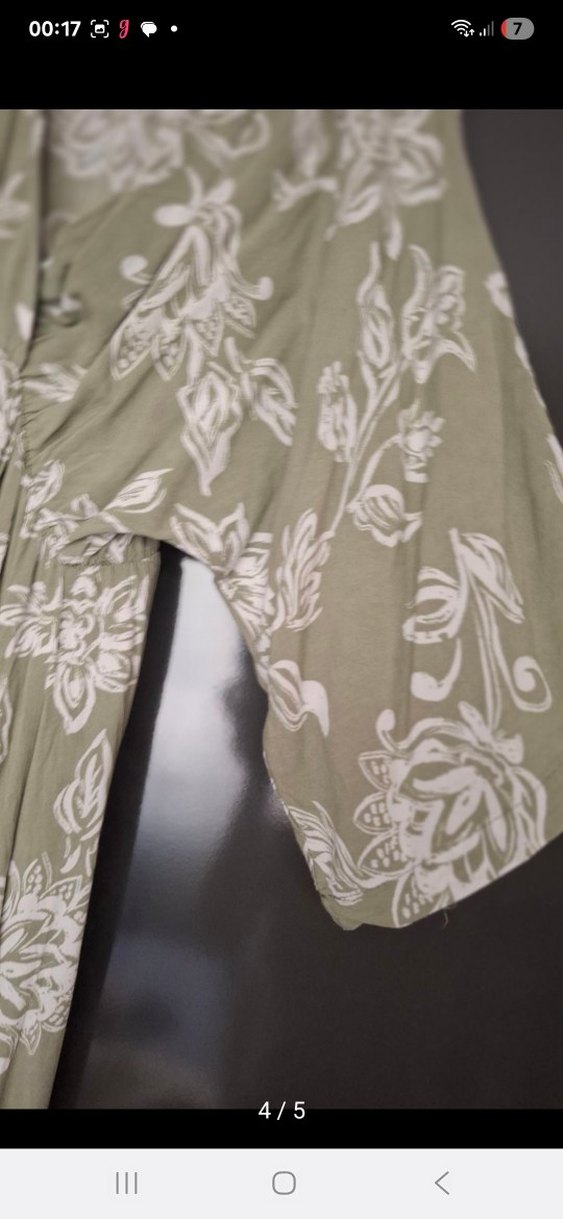 Yeşil V Yaka Bohem Uzun Elbise - Görsel 5