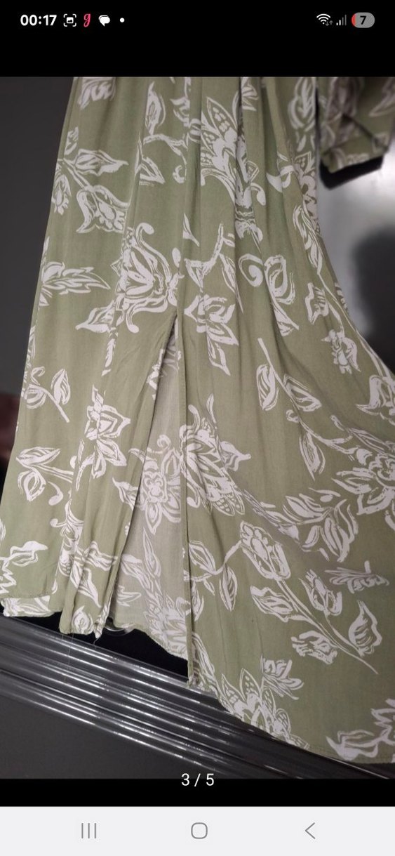 Yeşil V Yaka Bohem Uzun Elbise - Görsel 3