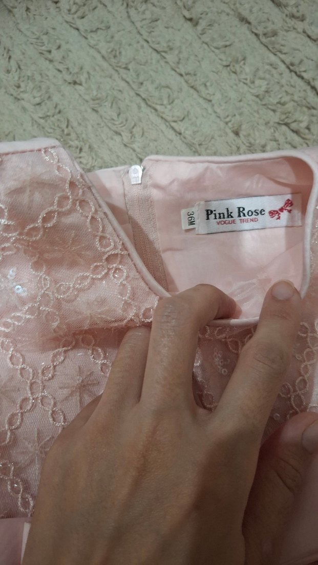 Pembe Dantel Detaylı Kız Çocuk Elbise - Görsel 4