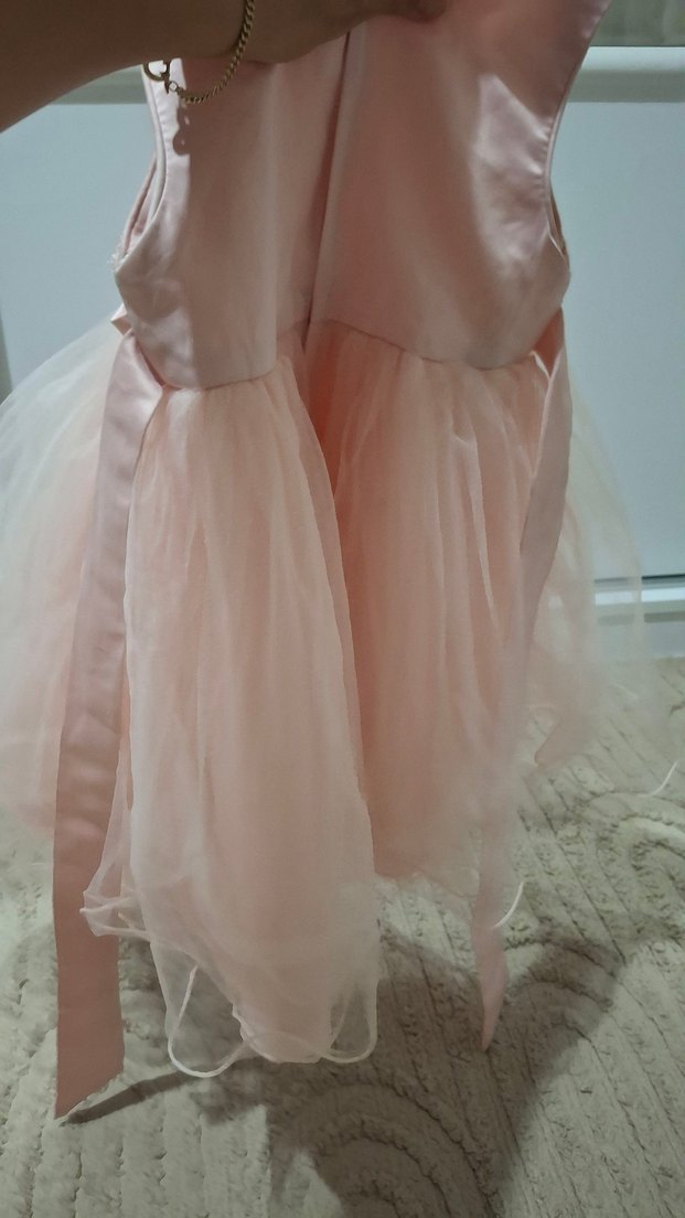 Pembe Dantel Detaylı Kız Çocuk Elbise - Görsel 3