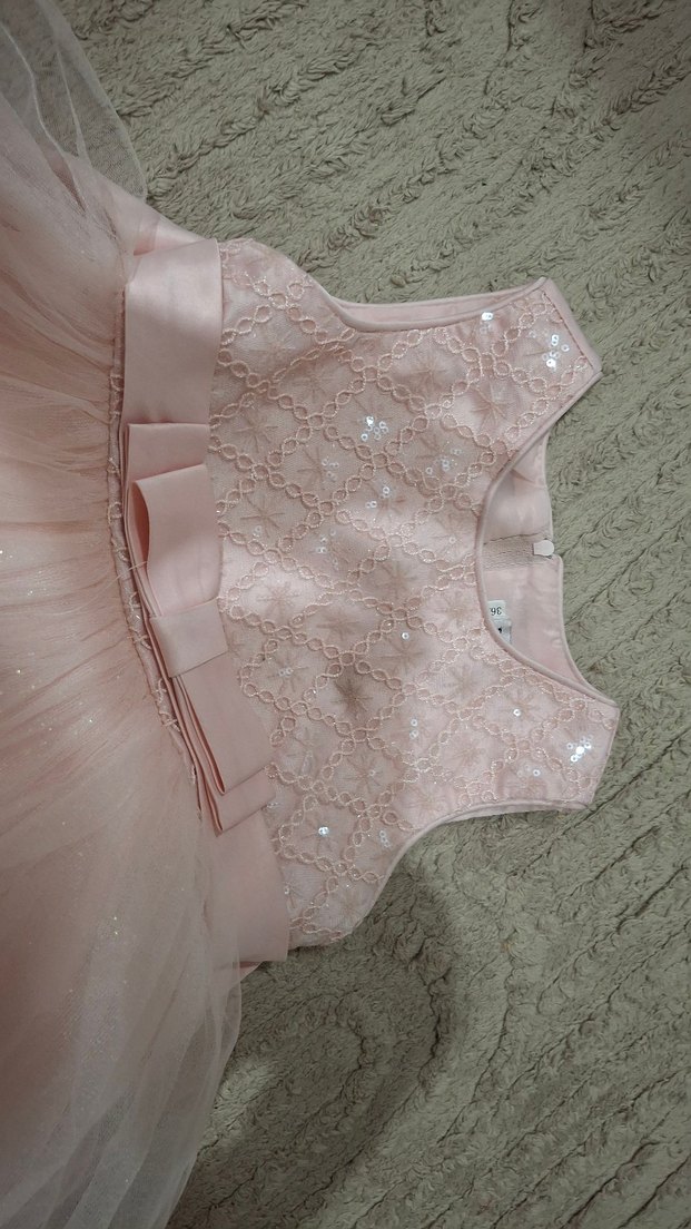 Pembe Dantel Detaylı Kız Çocuk Elbise - Görsel 2