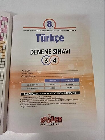 Beden Renk 8.sınıf Türkçe deneme