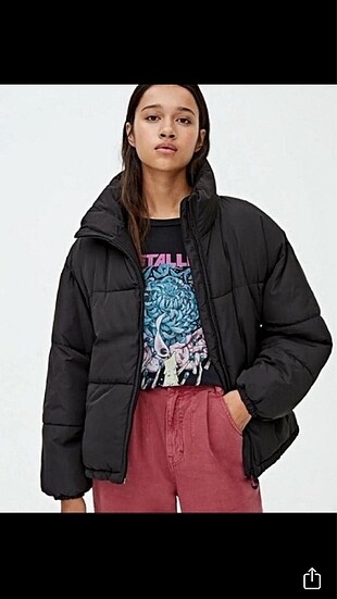 Pull and bear siyah şişme mont