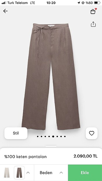 Pull and bear keten pantolon