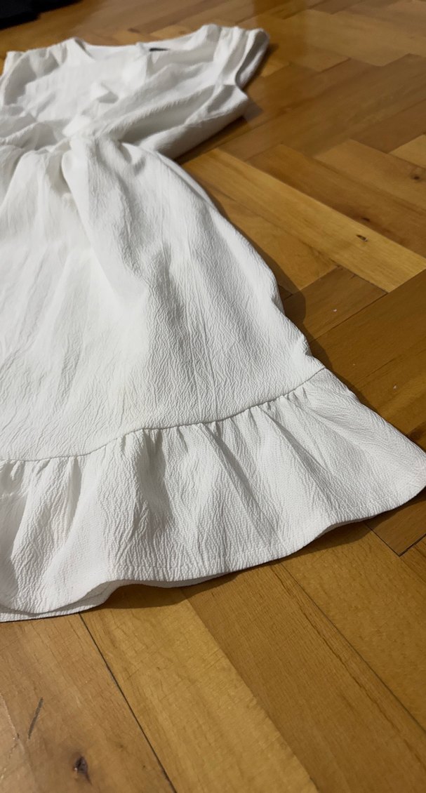 Beyaz Elbise, Fırfır Detaylı - Görsel 5