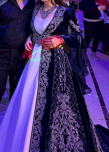 Lacivert Kadın Kına Bindallı Kaftan - Görsel 2