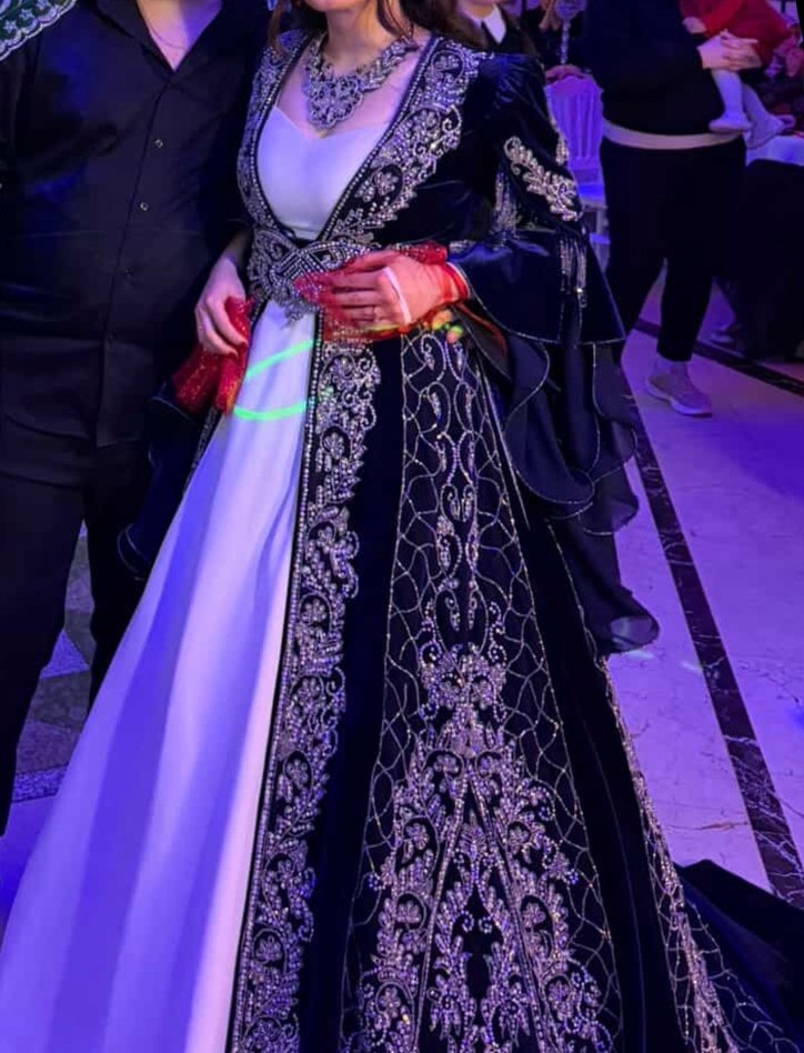 Lacivert Kadın Kına Bindallı Kaftan - Görsel 2