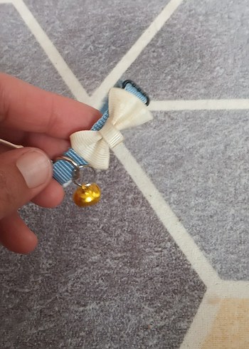 Beyaz Fiyonk ve Çanlı Kedi Boyunluğu - Görsel 2