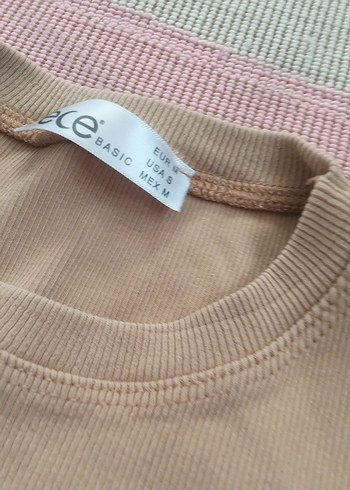 Kız Çocuk Bej Kısa Kollu Keten Tişört - Görsel 3