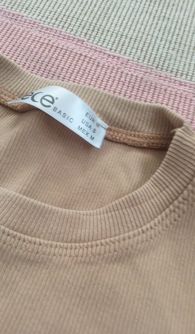 Kız Çocuk Bej Kısa Kollu Keten Tişört - Görsel 3