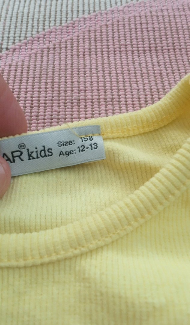 Kız Çocuk Sarı Uzun Kollu Fırfırlı Keten Tişört - Görsel 3