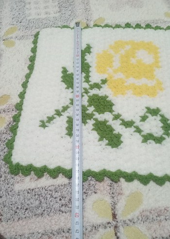 Beyaz Çiçek Desenli El Örgüsü Banyo Süngeri - Görsel 4